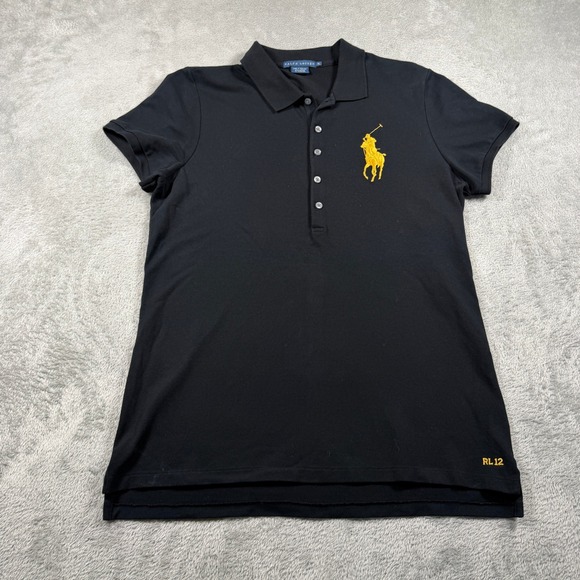 Ralph Lauren Tops - Ralph Lauren Polo Shirt Women XL Black Big Pony RL12 Short Sleeve